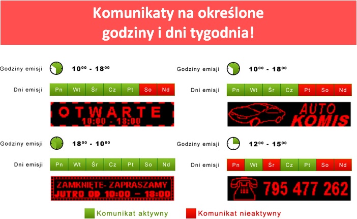 Tablice reklamowe - komunikaty czasowe