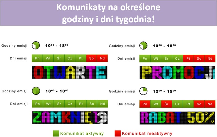 Reklama led kolorowe - komunikaty czasowe